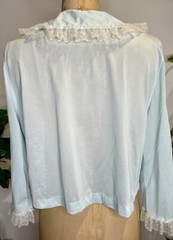 VTG 60’S STELLA FAGIN BLUE NYLON&LACE BUTTERFLY TRIM PJ PAJAMA TOP BED JACKET*S