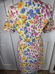 Vintage Margaret Smith Floral Shirt Dress Belted USA Size 12 White Pink Blue…