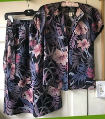 Vintage PATTY WOODARD Skirt Blouse Set Purple Floral Deco 1980’s Small 36 Bust