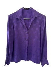 Vintage Ritz Silk Purple Blouse Equestrian Horse Cowgirl women’s S/M