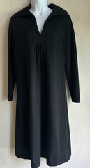 Vintage 70s Sunshine Alley Black Shift Dress 14 Minimalist Academia Classic Tie