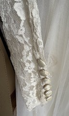 Vintage Wedding Dress 40’s 50’s Victorian Edwardian Train Small + VEIL