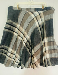 Vintage 1970s gray plaid skirt XXL plus size 42″ waist white black A line wool