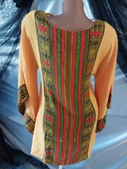 VTG 70S KIKEE BELL FLARE HIPPIE BOHO TUNIC BLOUSE SHIRT TOP ETHNIC WOODSTOCK 36″
