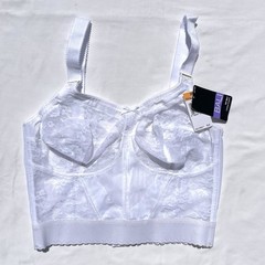 Vintage Sky Bali Longline Wirefree Bra 38DD White Lace 3300 Romantic