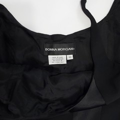 Donna Morgan Vtg 90s Black Satin Corset Style Laceup Back Detail 10