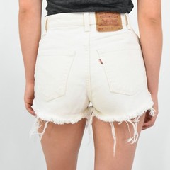 90s Vintage Womens Levis White High Waist Shorts 12 14 16 551 555 Cut Off Fringe