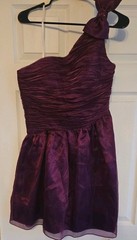 Vtg Morgan & Co Asymmetrical Cocktail Dress Short Purple Shimmer Sz 7/8 bow