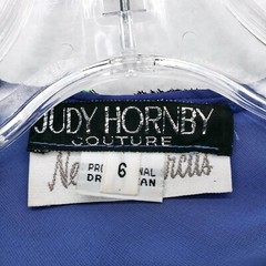 JUDY HORNBY COUTURE Vintage DRESS 80’s Gown Floral Blue Purple Layered Size 6