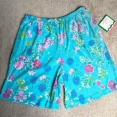 NWT Vintage Sea Waves Floral Lounge Shorts Made in USA Size Large