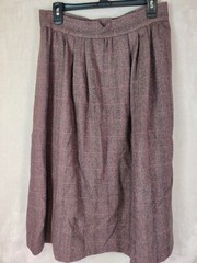Vintage 100% Wool Women’s Skirt Size (16/17) Brown Plaid Preppy Schoolgirl