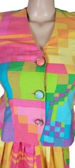 Vtg Anne Crimmins For UMI Collections Bold Neon Geometric Skirt Jacket Suit 10