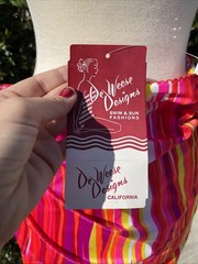 NOS VTG 60s DeWeese Design Sarong Wrap Tie Beach Swim Cover Up Mod Neon Stripe