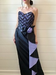 Alfred Angelo 80s Dress Vintage Prom Gothic Ruffled Gown Sequins
