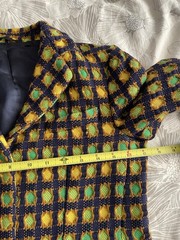 Vtg 90s PRADA Classic Tweed Textured Check Blazer Jacket Virgin Wool 40 Colorful